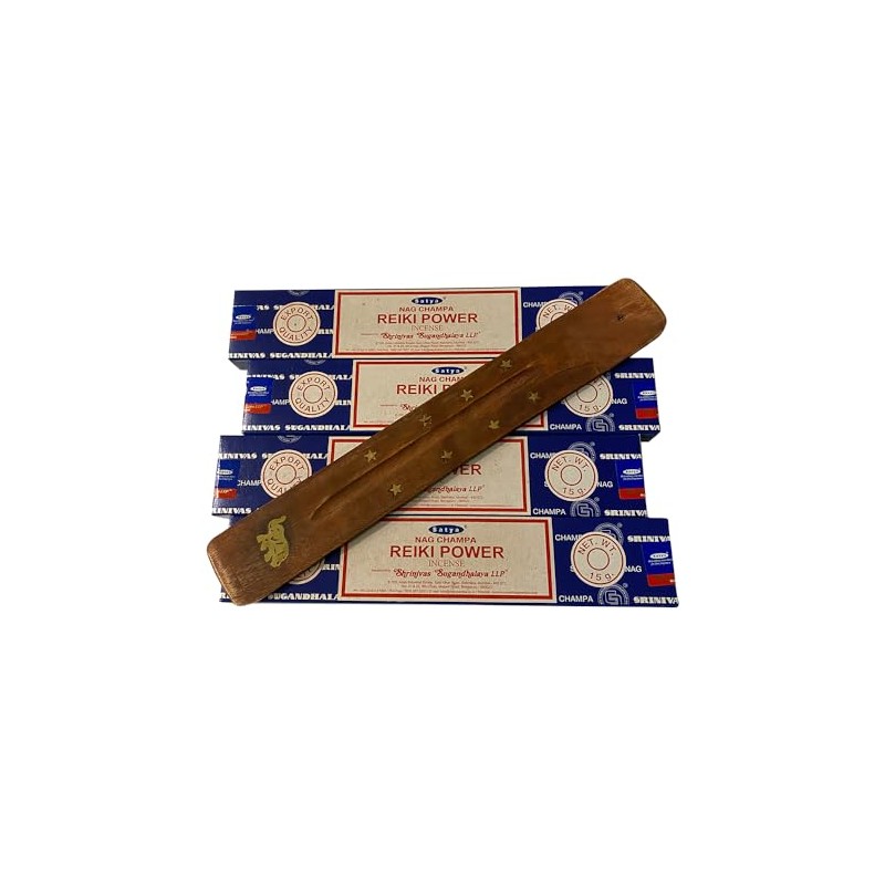 Satya Incense Sticks, 4 Packs x 15g, with Incense Holder,