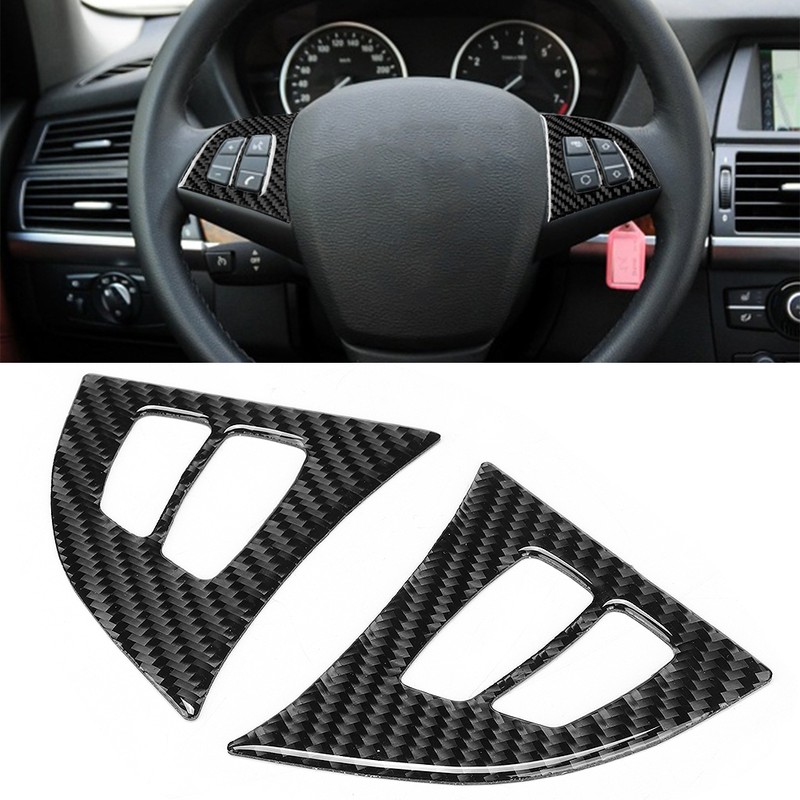 2Pcs/Set Carbon Fiber Steering Wheel Frame Cover Trim Left Hand