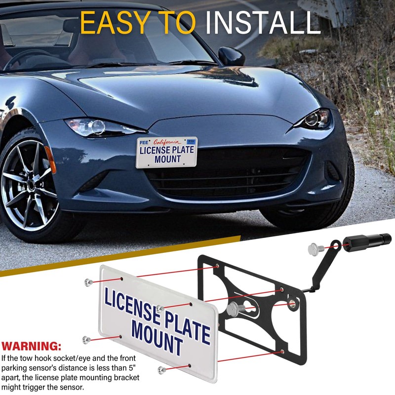 No Drill License Plate Holder Compatible with Mazda MX-5 Miata