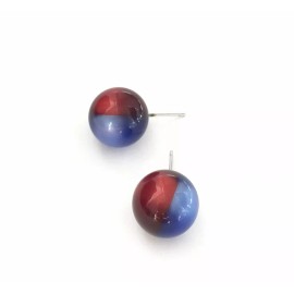 Leetie Lovendale Cobalt Blue and Red Moonglow Lucite Harlequin Stud Earrings