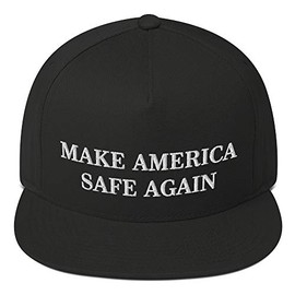 Make America Safe Again Hat (Embroidered Flat Bill Snapback Cap) MAGA Parody Safety Black