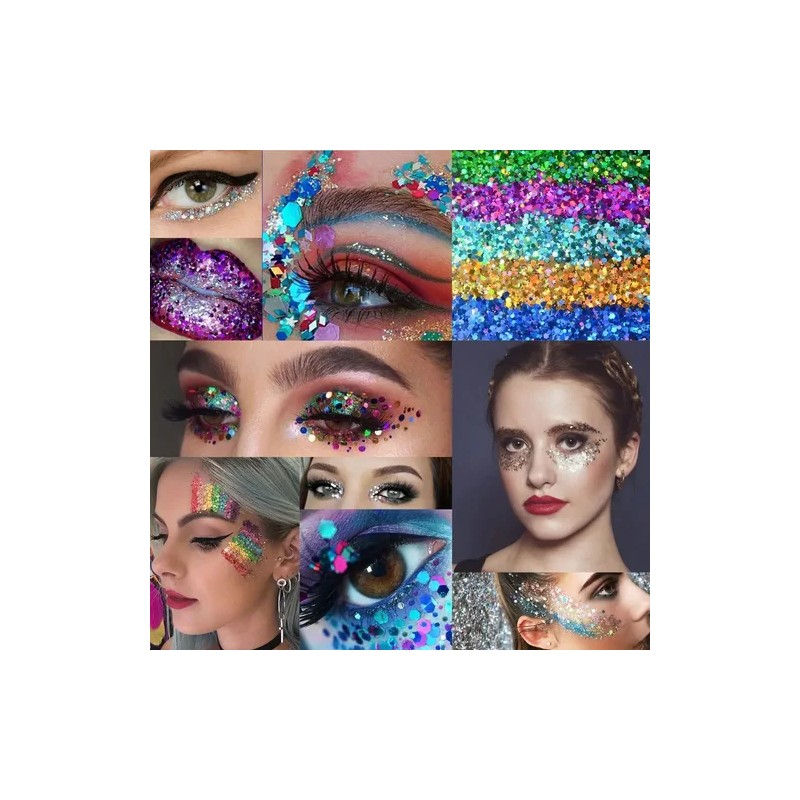 Lentejuelas Brillo Holográfico Cara Cuerpo Ojo Cabello Uñas