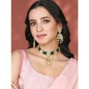 Aheli Green Kundan & Beads Studded Necklace Dangle Earrings Jewellery