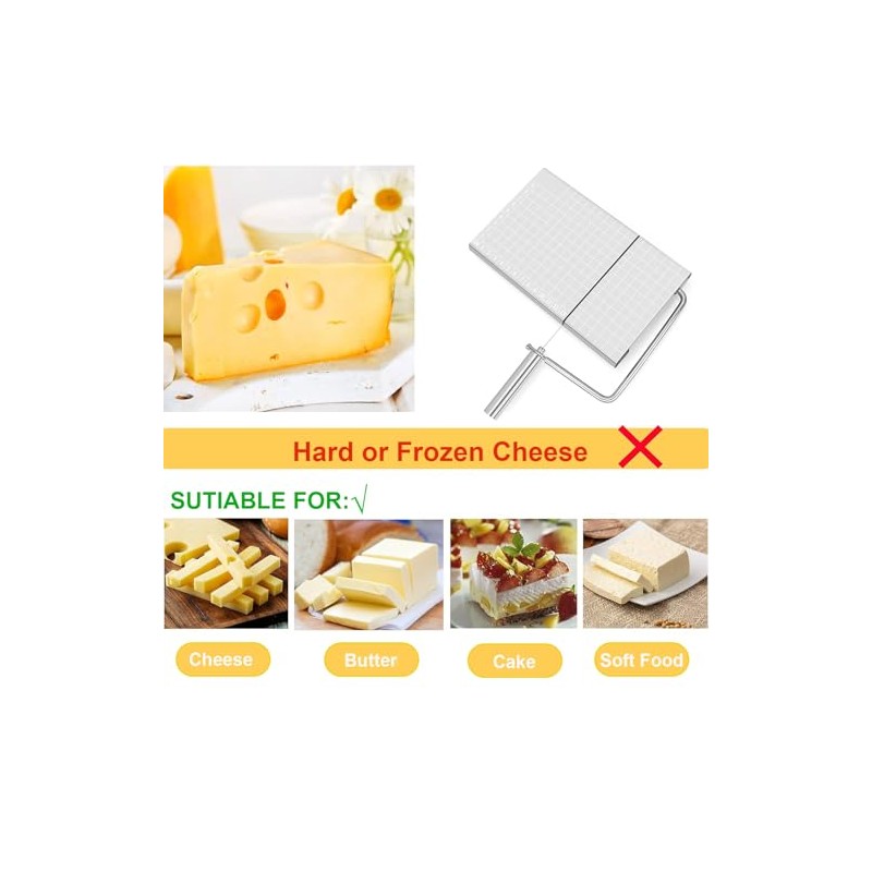 Cheese Slicer Cutter Board,Stainless Steel Cutter with Accurate Size Scale