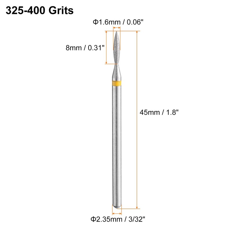 sourcing map 5pcs 325-400 Grits Diamond Grinding Bit 1.6mm Oval
