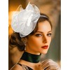 Flayem Fascinator Hats for Women White Pillbox Hat with Veil