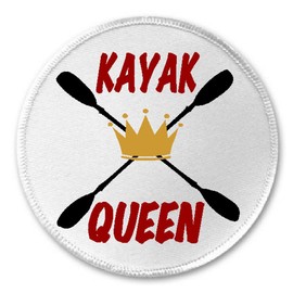 Kayak Queen - 3" Sew/Iron On Patch Kayaking Humor Crown Paddle