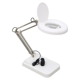 WYDDDARY 15X Magnifying Glass with Light and Stand 2-in-1 LED Adjustable Lighted Desk Magnifier Glass Magnifying Lamp for Craft Reading Painting Hobby Close Work 110V White