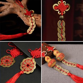 EXIN DEHCEN Pack of 100 Chinese Lucky Coins, Colour Bronze Chinese Coins, Thin Feng Shui Coins, Chinese Lucky Charm Symbolises Health, Wealth and Happiness (1 Inch)