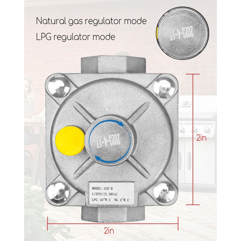 1/2" Natural Gas Pressure Regulator 1/2" FPT Thread Fit for