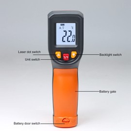 Cooking Infrared Thermometer, Non-Contact Digital Data Storage Infrared Thermometer Temperature Gun Automatically Shut Down For Tubes