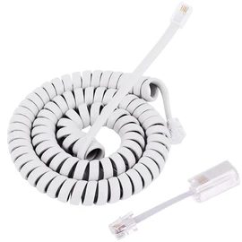 Handset Curl Cord Telephone Handset Cord White 30cm 4P4C RJ9 Phone Cord Detangler Phone Cord Tangle-Free White 360° Rotating Fixed Phone Swivel Cable Detangler