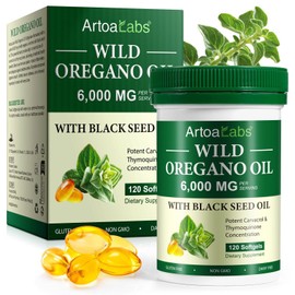 Maani Essence Organic Oregano Oil 6000mg 120 Softgel with Black Seed Oil 200mg Immune Support