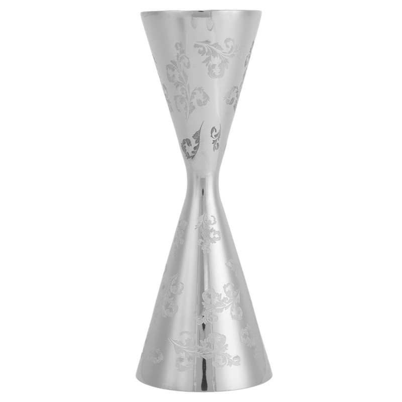 Jigger Stainless Steel Leaves Stripe Double Head Cocktail Bartending Jigger