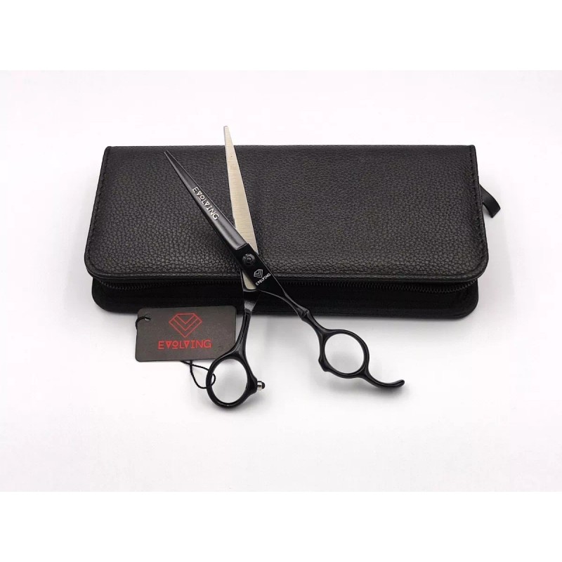 EVOLVING Tijeras Negro Mate Con Peines Al Carbon Barbero Estilista
