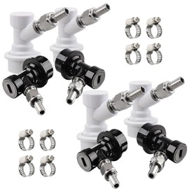 MRbrew Ball Lock Keg Fittings 4 Pairs Quick Ball Lock Disconnect Set with Stainless 5/16” Gas 1/4” Liquid Barbed MFL Swivel Nuts for Corny Keg Connectors Ball Lock for Keg Posts, Keg Coupler, Homebrew