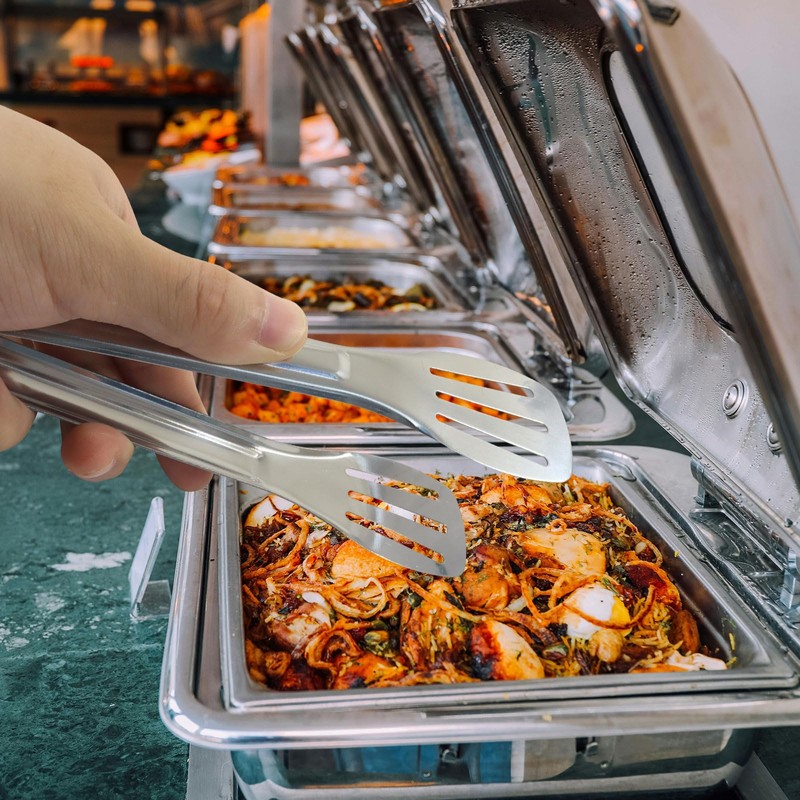 Hitefu 6 Packs Serving Tongs, 7 Inch Stainless Steel Buffet