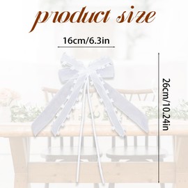 NICENEEDED 20PCS Wedding Car Door Handle Flowers, White Artificial Cars Rearview Mirror Bouquet Flower Bowknot Ribbon Decors, Married Automotive Decoration Accessories