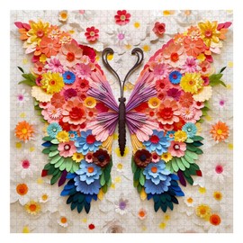 Butterfly Puzzles for Adults 1000 Pieces, Challenging Colorful Flower Butterflies Puzzles with Paper Art, Difficult Animal Plant Jigsaw Puzzles for Adults