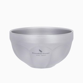 Boundless Voyage 500 ml Titanium Double-Walled Salad Bowl Outdoor Camping Metal Bowl Ultralight Portable Tableware for Oatmeal, Rice, Soup, Yoghurt (Ti1171T)