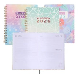 Agenda Diaria Con Espiral Ejecutiva Con Diseño A5 Koovi GEOMETRIA PASTEL