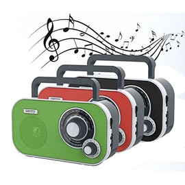 Portable Stereo Radio with AUX IN and Headphone Jack Kitchen Radio (Red)