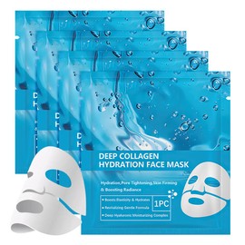 LOPHE Collagen Mask, Pack of 4 Collagen Mask, Hydrating Overnight Mask, Soothing, Moisturising, Collagen Real Deep Mask for All Skin Types, Blue