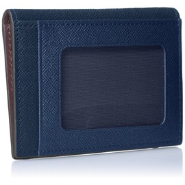 Lanvin Collection Men's Passcase, Cowhide Leather, Genuine Leather, 2 Sided Pass Case, Card Tier, Bifold Fold, [Couleur de Vin], navy