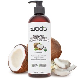 PURA D'OR PURA D'OR Organic 16 Oz Fractionated Coconut Oil & 4 Oz Lavender Essential Oil Bundle
