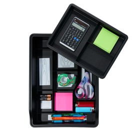 Madesmart 23-Compartment Original Junk Drawer Organizer Tray, Plastic Multipurpose Storage Bin for Drawers, Granite