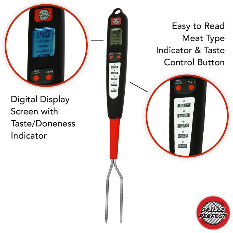 Digital Meat Thermometer Fork for Grilling and Barbecue Fast Read