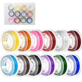 12 Roll 0.7mm Flat Elastic Bracelet String Cord, NEDLON 12 Color High Stretch Beading Elastic String for Bracelets Necklace Jewelry Making, Stretchy Thread Cord for Clay Beads, Crystal & Pony Beads