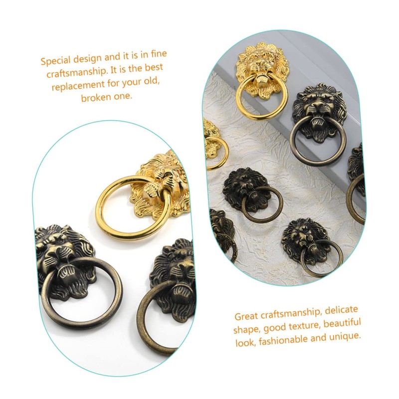 Operitacx 6Pcs Lion Head Cabinet Knobs Antique Pulls Modern Wardrobe