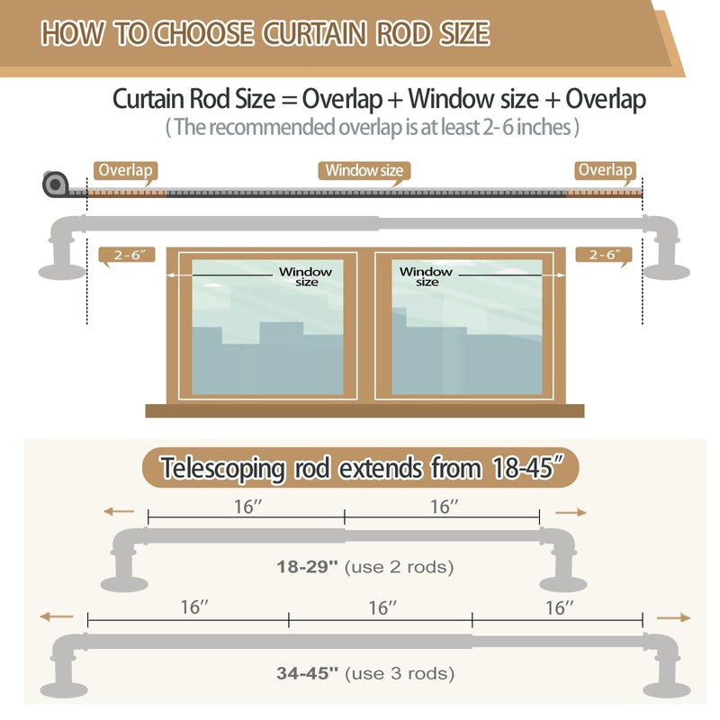OLV 2 Pack Gold Industrial Curtain Rods for Windows 28