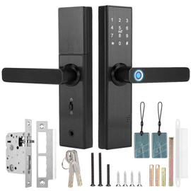 Yallmie Smart Door Locks for Front Door, Keyless Entry Door Lock with APP Remote Control, Biometric Fingerprint Door Lock WiFi Digital Keypad Door Lock with Handle for Home, Rental, Office