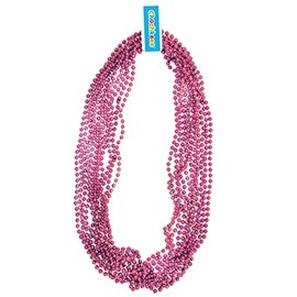 Chochkees Metallic Beads Necklace, Individual and Assorted Colors, 33 inch (8mm beads) (12-Pack, Burgundy)