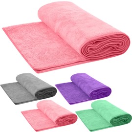 Breling 4 Pcs Hot Yoga Towels Bulk Non Slip Microfiber Anti Slip Absorbent Multicolor Wicking Pilates Yoga Mat Towel for Women Men Pilates, 27" x 72" (Vivid)