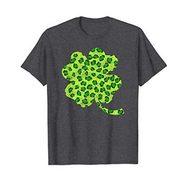 Shamrock Green Leopard Print Four Leaf Clover Vintage T-Shirt