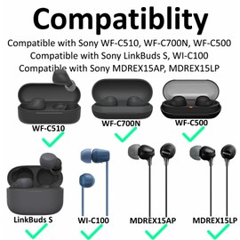 A-Focus 12 Pairs WF-C710N WF-C510 WF-C700N Ear Tips Set, Replacement Silicone Soft Eartips Earbuds Accessories Compatible with Sony MDREX15AP MDREX15LP WI-C100 WF-C500 Linkbuds S Black L/M/S