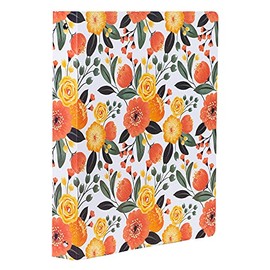 Steel Mill & Co Cute Decorative Hardcover 3 Ring Binder for Letter Size Paper, 1 Inch Round Rings, Colorful Binder Organizer for School/Office, Orange Floral