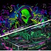 Onivein Blacklight Alien DJ Tapestry UV Reactive Space Galaxy Tapestry