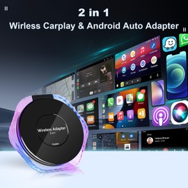 Podofo 2 in 1 Wireless Apple Carplay Android Auto Adapter for UK,2024 Upgrade Converts Factory Wired CarPlay/Android Auto to Wireless for Cars 800+ from 2016-2024,Plug & Play,Type-C/USB,5.8G WIFI