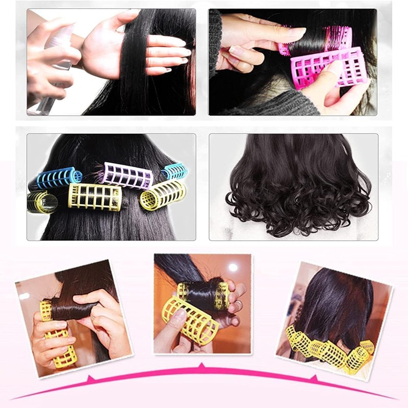 30Pcs Snap On Hair Roller Plastic Hair Roller No Heat