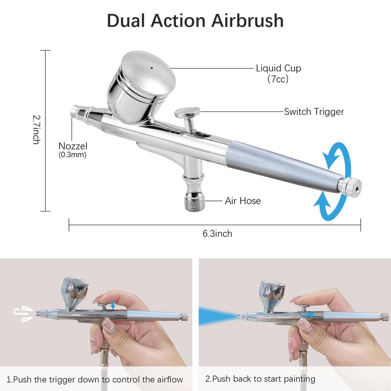 Orcair Air Brush Kit with Compressor,40PSI High Pressure Compressor with
