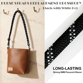 Purse Straps Replacement Crossbody, Paracord Rope Hand Woven Purse Strap with Gold Bag Extender Chain for Long Champ Mini Handbag Adjustable Bag Shoulder Strap for Women,Teens（Black