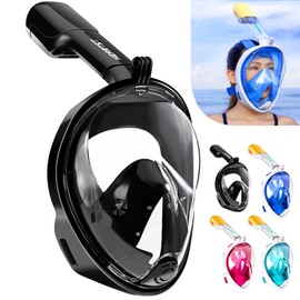 HEARTST Snorkel Mask, Anti-Flooding Diving Mask, 180° Panoramic Sea View, Full Face Type, Anti-Fog Design, Free Breathing, Diving Mask, Snorkeling Equipment, Compatible with Sports Camera, Unisex, for