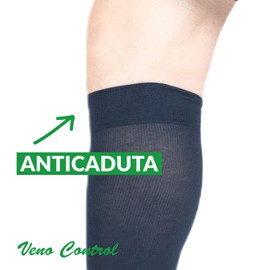 VENO CONTROL Elastic Knee Socks Unisex Adult 140 Denier Graduated Compression 18-21 mmHg, Made in Italy, from 36 to 46, White, Blue, Grey, Black, Brown, blue