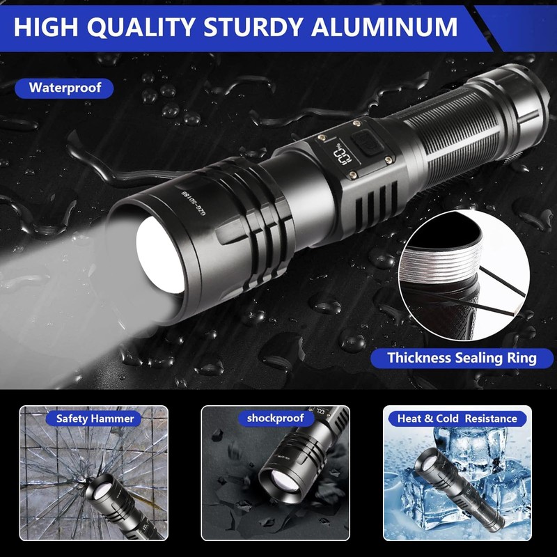 Rechargeable LED Flashlights 10000.00 High Lumens,𝟐𝟎𝟐𝟓 𝐍𝐞𝐰 High Powered Waterproof
