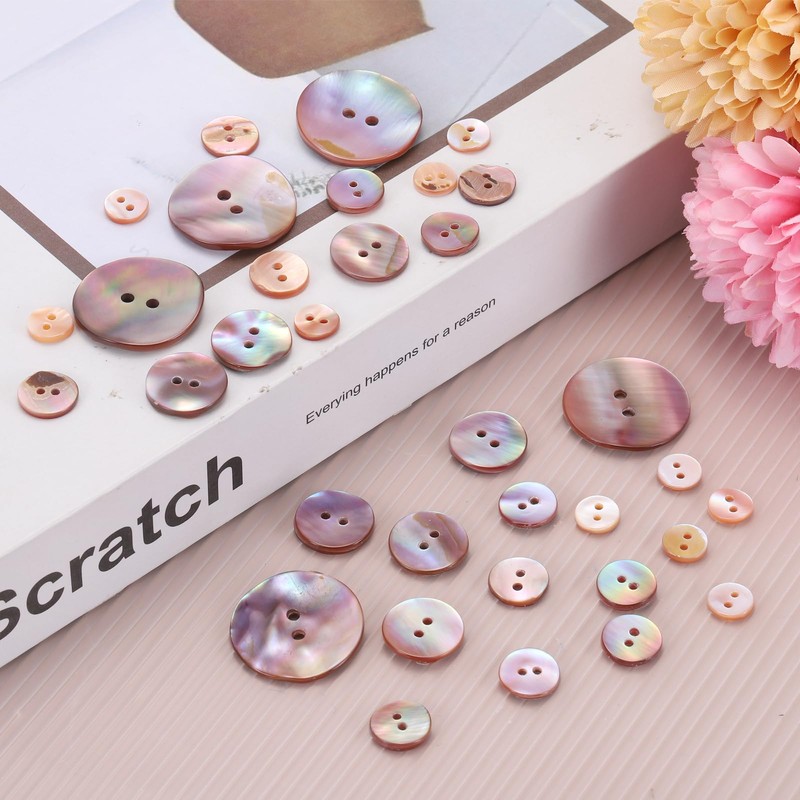 sourcing map 7Pcs Natural Pearl Shell Button, 20mm 2 Hole
