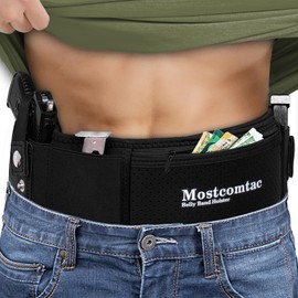 Mostcomtac Belly Band Holster for Concealed Carry, Gun Holster for Men Women, Breathable Concealed Carry Holster Fits Glock 19 17 42 43 43x, Ruger Lcp 380, Taurus for Most Pistols and Revolvers